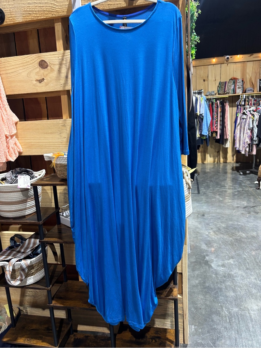 Comfort-Fit Royal Blue Maxi Dress with Scoop Neck